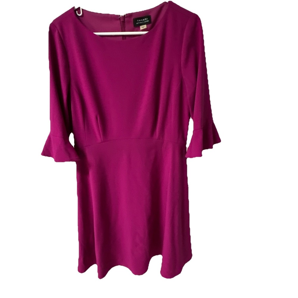 Tahari Arthur S.Levine Women's Sz 8 Magenta Color Boat Neckline